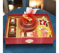 Ghasitaram Gifts Jaiccha Christmas Gifts Pink Hamper Tray with 500 GMS Plum Cake