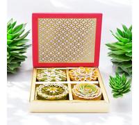 Ghasitaram Gifts Jaiccha Mini Mithai Cakes in Carving Box|Gift for Diwali,Holi,Rakhi,Valentine,Christmas,Birthday,Anniversary,Gift for Her,Him,Mothers Day,Fathers Day|
