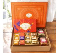 Ghasitaram Gifts Jaiccha Orange Hamper Box with Best Bites,Crunchy Cashew and Flavour Raisins Jars|Gift for Diwali,Holi,Valentine,Birthday,Anniversary,Gift for Her,Him,Mothers Day,Fathers Day|
