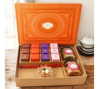 Ghasitaram Gifts Jaiccha Orange Hamper Box with sugarfree Bites, Crunchy Cashew, Flavour Raisins, & Diya|Gift for Diwali,Holi,Valentine,Birthday,Anniversary,Gift for Her,Him,Mothers Day,Fathers Day|