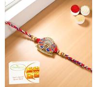 Ghasitaram Gifts Jaiccha Rakhi for Brother Rakhis Online - K-178 Premium Rakhi with 200 GMS of Besan Barfi