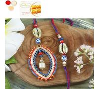 Ghasitaram Gifts Jaiccha Rakhi for Brother Rakhis Online LS24-026- Handbeaded Evil eye Bhaiya Bhabhi Rakhi with 400 gms of Besan Barfi