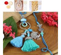 Ghasitaram Gifts Jaiccha Rakhi for Brother Rakhis Online LS24-088- Oxidized Peacock Bhaiya Bhabhi Rakhi with 200 GMS of Kaju katli and 200 GMS of Soan Papdi