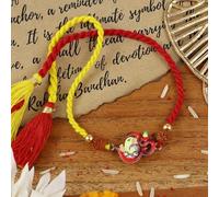 Ghasitaram Gifts Jaiccha Rakhi for Brother Rakhis Online - Om Ganesh Tassel Premium Rakhi-100