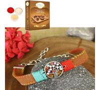 Ghasitaram Gifts Jaiccha Rakhi for Brother Rakhis Online - PRK25-007-Handmade Woven Leather Band Tree Of Life Premium Rakhi with 200 gms of Sugarfree Anjeer Barfi