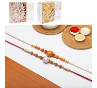 Ghasitaram Gifts Jaiccha Rakhi for Brother Rakhis Online - Set of 2 abc119 and ABC 106 Pearl rakhis with 200 GMS of Kaju katli and 200 GMS of Soan Papdi