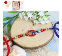 Ghasitaram Gifts Jaiccha Rakhi for Brother Rakhis Online ST23-161 Evil Eye Premium Rakhi with 400 GMS of Kaju katli