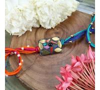 Ghasitaram Gifts Jaiccha Rakhi for Brother Rakhis Online ST24-037- Metal Mosaic Premium Rakhi