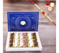 Ghasitaram Gifts Jaiccha Rakhi Gifts for Brothers Assorted Kaju Katlis 24 pcs with Pearl Beads Rakhi