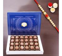 Ghasitaram Gifts Jaiccha Rakhi Gifts for Brothers Mathura Laddoo 24 pcs with Pearl Beads Rakhi