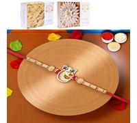 Ghasitaram Gifts Jaiccha Rakhis for Brother Rakhis Online - A-2 Ganesha Divine Rakhi with 200 GMS of Kaju katli and 200 GMS of Soan Papdi