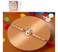 Ghasitaram Gifts Jaiccha Rakhis for Brother Rakhis Online - A-2 Ganesha Divine Rakhi with 200 GMS of Kaju katli