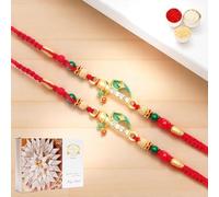 Ghasitaram Gifts Jaiccha Rakhis for Brother Rakhis Online - Set of 2 - x-73 Divine Krishna Rakhi with 400 GMS of Kaju katli