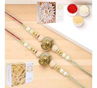 Ghasitaram Gifts Jaiccha Rakhis for Brother Rakhis Online - Set of 2 - X-87 Om Shiv Divine Rakhi with 200 GMS of Kaju katli and 200 GMS of Soan Papdi