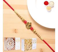 Ghasitaram Gifts Jaiccha Rakhis for Brother Rakhis Online - Y-26 Ganesha Divine Rakhi with 200 GMS of Kaju katli and 200 GMS of Soan Papdi