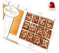 Ghasitaram Gifts Mithai Cake - Sugarfree Healthy Energy Cereal/Seeds Anjeer Bites With Santa Cap