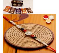 Ghasitaram Gifts Rakhi for Brother Rakhis Online - ABC-22 Pearl Beads Rakhi with Asorted Bites Box