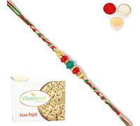 Ghasitaram Gifts Rakhi for Brother Rakhis Online ra4123 Pearl Rakhi for My Brother with 400 GMS of Soan Papdi