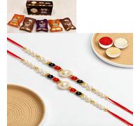 Ghasitaram Gifts Rakhi for Brother Rakhis Online - Set of 2 - ABC-22 Pearl Beads Rakhi with Asorted Bites Box