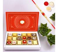 Ghasitaram Gifts Rakhi Gifts for Brothers All Bites Box 18 pcs with Pearl Beads Rakhi