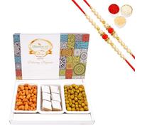Ghasitaram Gifts Rakhi Gifts for Brothers Assorted Festive Box of Kaju Katli, Crunchy Cashews, Crunchy Peanuts