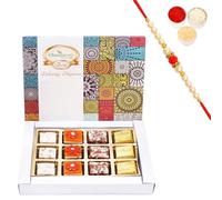 Ghasitaram Gifts Rakhi Gifts for Brothers Box of Assorted Bites 12 pcs with Pearl Beads Rakhi
