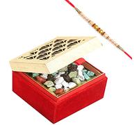 Ghasitaram Gifts Rakhi Gifts for Brothers Rakhi Chocolate Lazer Stone Chocolates Box with Pearl Rakhi