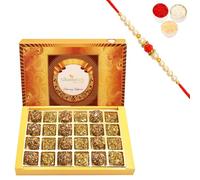 Ghasitaram Gifts Rakhi Gifts for Brothers Rakhi Sweets - Assorted Healthy Seeds Sweets Box 24 pcs with Beads Rakhi