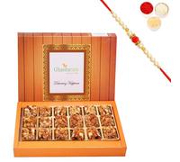 Ghasitaram Gifts Rakhi Gifts for Brothers Rakhi Sweets - Gud (Jageery) Dryfruit Bites 18 pcs No Added Sugar with Beads Rakhi