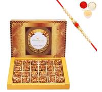 Ghasitaram Gifts Rakhi Gifts for Brothers Rakhi Sweets - Gud (Jageery) Dryfruit Bites 24 pcs No Added Sugar with Beads Rakhi