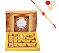 Ghasitaram Gifts Rakhi Gifts for Brothers Rakhi Sweets - Mango Drfruit Bites 24 pcs with Beads Rakhi