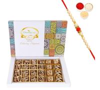 Ghasitaram Gifts Rakhi Gifts for Brothers Sugarfree Cranberry Bites 24 pcs with Pearl Beads Rakhi