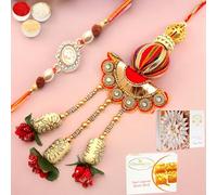 Ghasitaram Gifts Rakhis Online - Rakhi for Brother- We are one rm088 Bhaiya Bhabhi Rakhi with 200 GMS of Besan Barfi and 200 GMS of Kaju Katli