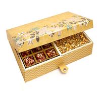Ghasitaram Gifts Valentines Gift for Girlfriend / Boyfriend / Husband and Wife - Healthy Hampers - 4 Print 12 Pcs Sugarfree Dates and Figs Bites,Almonds and Roasted Namkeen Hamper Box