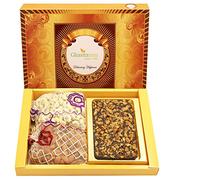 Ghasitaram Gifts Valentines Gift Valentines Day Chocolates for Girlfriend/Boyfriend/Husband and Wife Valentines Chocolate Hamper Big Box of Walnut Chocolate Bark, Almonds and Cashews Pouch
