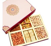 Ghasitaram GiftsFusion 6 Part Dry Fruits, Chocolates and Dry Fruit Chikki Box Hamper