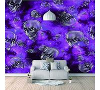 GHASOO Self-Adhesive Wallpaper Purple Skull 3D Photo Wallpaper Mural Motif Peel and Stick Wall Photo 3D Wallpaper Paste Living Room The Wall for Bedroom Mural Border - 55"X 27"