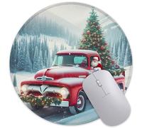 ghatobty Mouse Pad Merry Xmas Round Mousepad with Non-Slip Rubber Base, Stitched Edge Mouse Mat for Home Office Decor Desk Accessories, 8 x 8 Inches