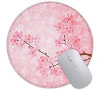 ghatobty Mouse Pad Spring Cherry Blossom Round Mousepad with Non-Slip Rubber Base, Stitched Edge Mouse Mat for Home Office Decor Desk Accessories, 8 x 8 Inches