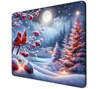 ghatobty Mouse Pad Winter Cardinal Bird Square Mousepad Desk Mat with Non Slip Rubber Base, Stitched Edge Mouse Mat Desk Pad for Work Game Office, 9.5x8 Inches