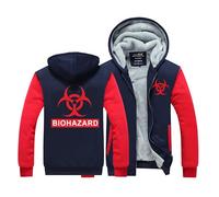 GHAYUCR Men's Padded Hooded Sweatshirts Resid.ent evil, Fluffy Thick Long Sleeve Hooded, Large Tall Sweatshirts for Men, Fluffy(Red,S)