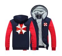 GHAYUCR Men's Padded Hooded Sweatshirts Resid.ent evil, Winter Coat Zip Up Long Sleeve, Large Tall Sweatshirts for Men, Fluffy(Red,S)