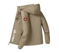 GHAYUCR Mens Puffer Coat Is.le of M.a.n T.T, Jacket Warm Short, for rainy days, autumn and winter, outdoor, fluffy(Khaki,5XL)