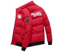 GHAYUCR Mens Puffer Jackets Monst-er Hunt-er, Transitional Down Jacket, Down Jacket for Hiking Travel, Coats(Red,XXL)