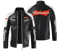 GHAYUCR Motorbike Jacket Bud-weiser, Full Zip Lightweight, Outdoor Warm Stand Collar, Touring(Black 1,XL)