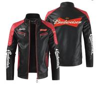 GHAYUCR Motorbike Jacket Bud-weiser, Full Zip Lightweight, Outdoor Warm Stand Collar, Touring(Black2,2XL)