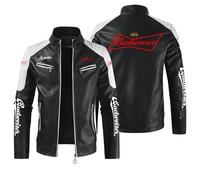 GHAYUCR Motorbike Jacket Bud-weiser, Windproof Leather Jacket, Winter Coat With Multi Pockets, Touring(Black 1,XL)