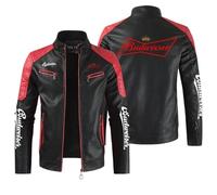 GHAYUCR Motorbike Jacket Bud-weiser, Windproof Leather Jacket, Winter Coat With Multi Pockets, Touring(Black2,XL)