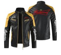 GHAYUCR Motorbike Jacket Bud-weiser, Windproof Leather Jacket, Winter Coat With Multi Pockets, Touring(Black 3,XL)
