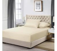 Ghazlan Egyptian Cotton 30cm Extra Deep Fitted Sheet T-200 Thread Count Luxury Hotel Quality Non - Iron Single Double King Super King (Cream, Single)